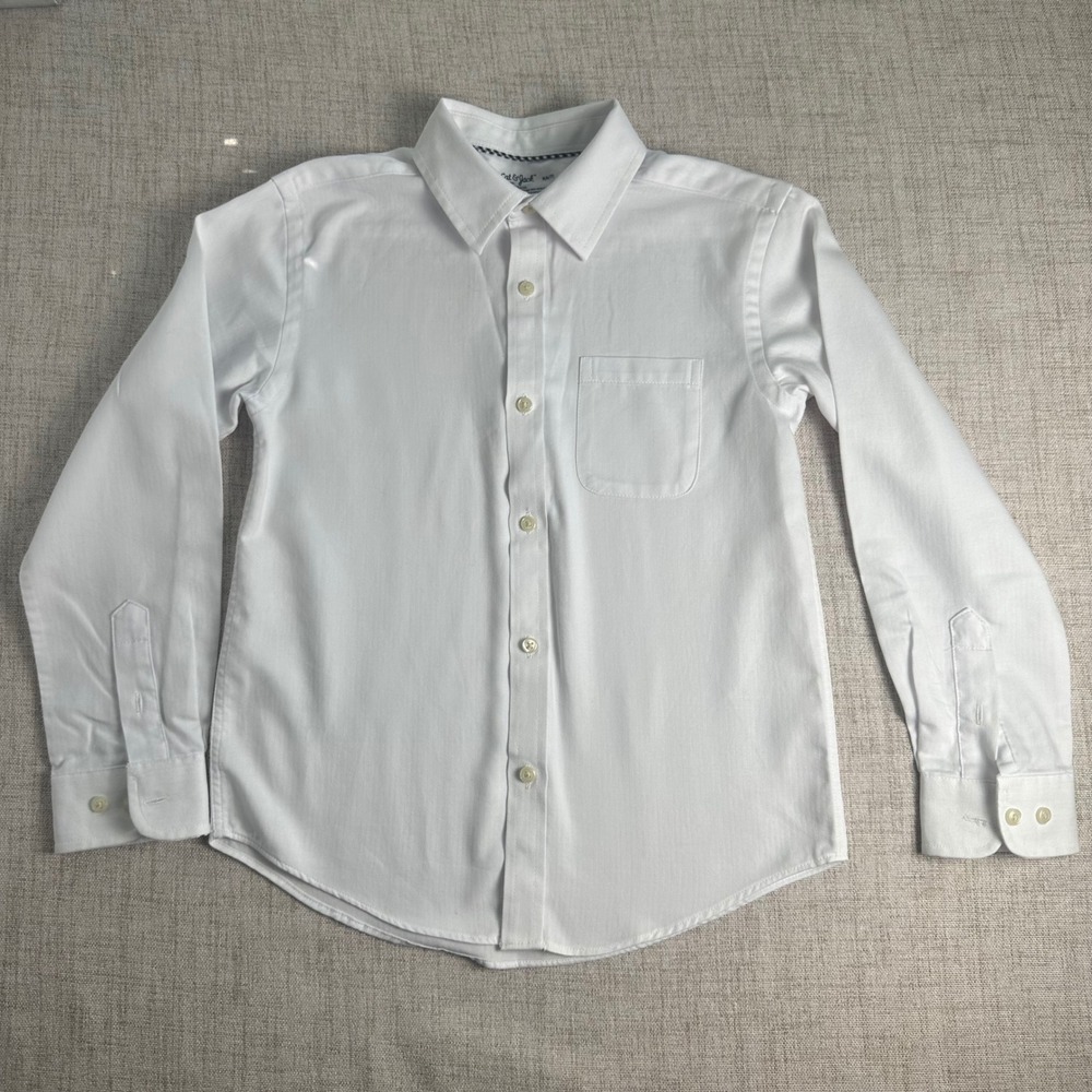 Cat & Jack Boys White Button Down Shirt Size S 6/7 Long Sleeve Dress Shirt